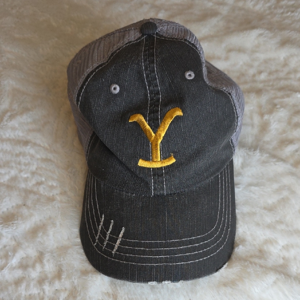 Yellowstone Brand Trucker Baseball‎ Cap Grey Wash Men's Or Women's Cap Casual